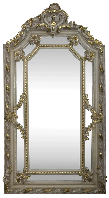 Wochenendangebot Casa Padrino Barock Wandspiegel Creme Antik Stil / Gold 115 x H. 215 cm - Prunkvoller Barock Spiegel mit wunderschönen Verzierungen - Möbel im Barockstil