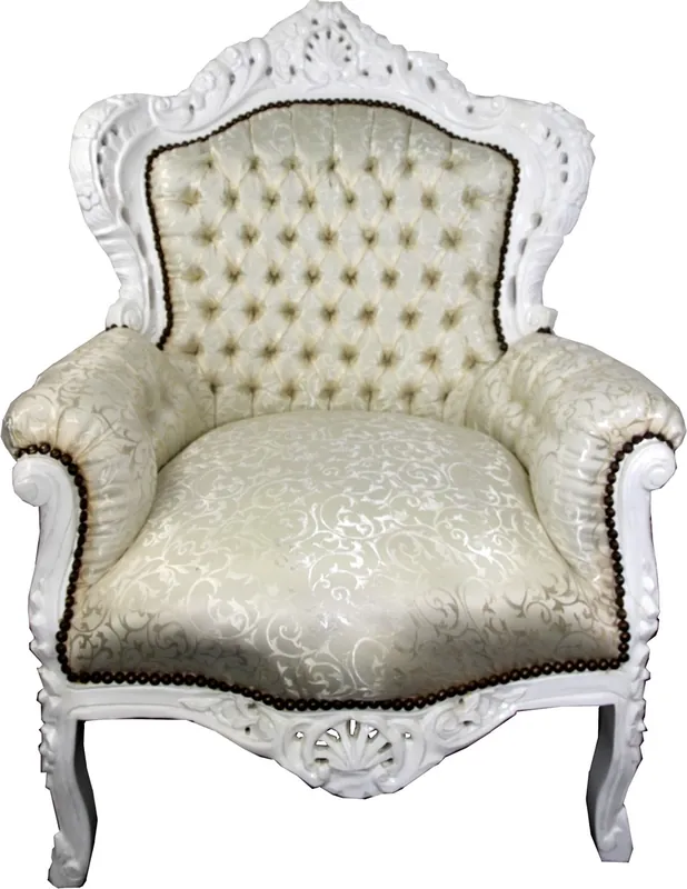 Heißes Angebot Casa Padrino Barock Sessel King Creme Muster / Weiß - Barock Möbel