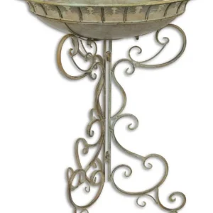 Nur Für Kurze Zeit Casa Padrino Jugendstil Vogelbad mit Ständer Antik Grün Ø 52 x H. 67,5 cm - Barock & Jugendstil Garten Deko