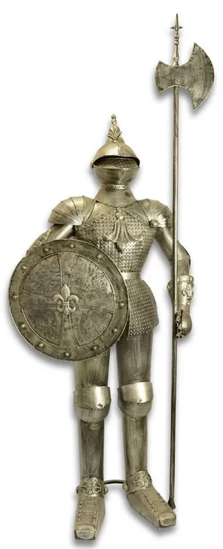 Solange Der Vorrat Reicht Casa Padrino Eisen Ritterrüstung mit Schild & Lanze Antik Silber H. 242 cm - Mittelalter Deko Ritter Rüstung