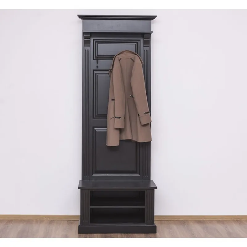Casa Padrino Jugendstil Wand Garderobe mit Ablagefächer Schwarz Antik Stil - Landhaus Stil Garderobenschrank Top-Seller