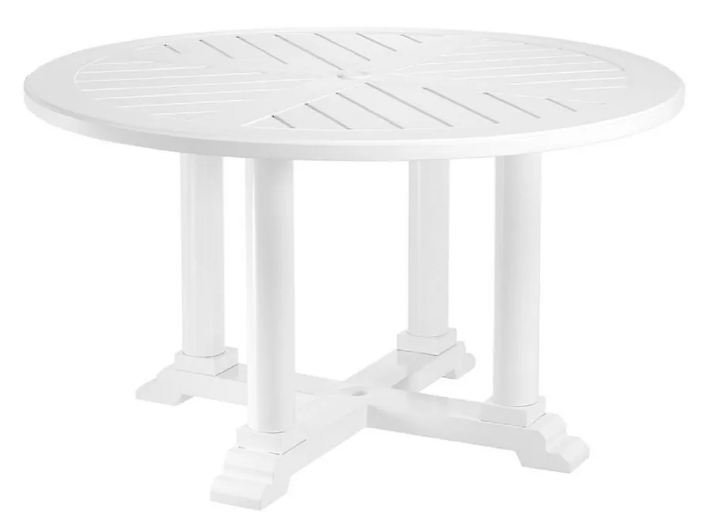 Casa Padrino Luxus Esstisch Weiß Ø 130 x H. 75 cm - Runder Küchentisch aus hochwertigen strapazierbarem Aluminium - Gartentisch Top-Angebot