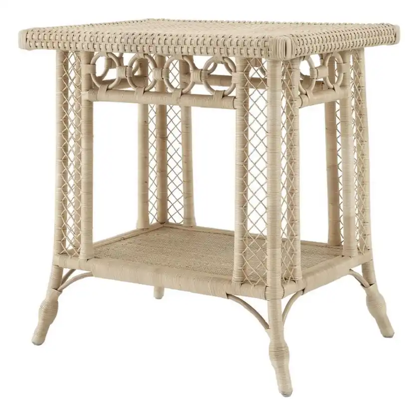 Casa Padrino Luxus Rattan Beistelltisch Naturfarben 75 x 55 x H. 77 cm - Luxus Wohnzimmer Möbel Solange Der Vorrat Reicht