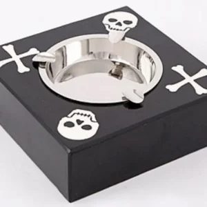 Casa Padrino Designer Aschenbecher Schwarz / Silber 16 x 16 x H. 6 cm - Deko Accessoires Neue Kollektion