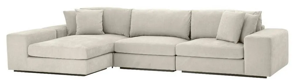 Letzte Chance Casa Padrino Luxus Ecksofa Sandfarben / Schwarz 380 x 200 x H. 90 cm - Wohnzimmer Sofa mit Kissen - Luxus Qualität