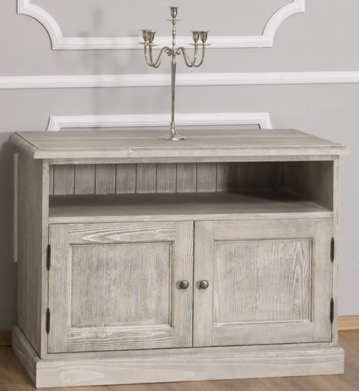 Mega-Angebot Casa Padrino Landhausstil Sideboard mit 2 Türen Grau 100 x 53 x H. 71 cm - Massivholz Fernsehschrank - Wohnzimmerschrank - Möbel im Landhausstil