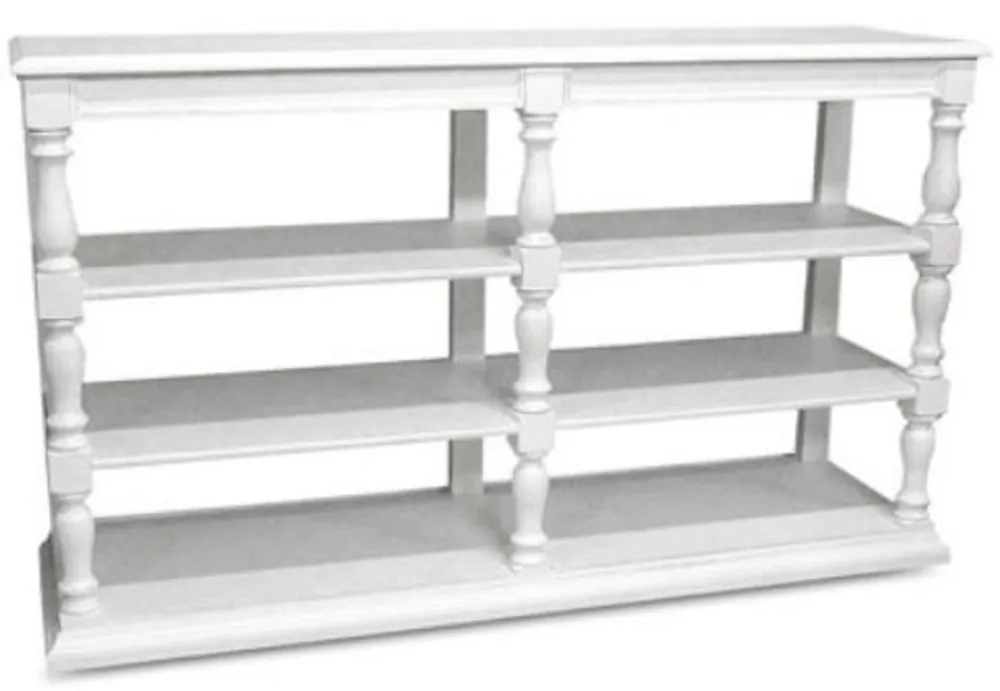 Casa Padrino Landhausstil Konsole Weiß 160 x 45 x H. 95 cm - Massivholz Regalschrank - Landhausstil Möbel Zertifiziert