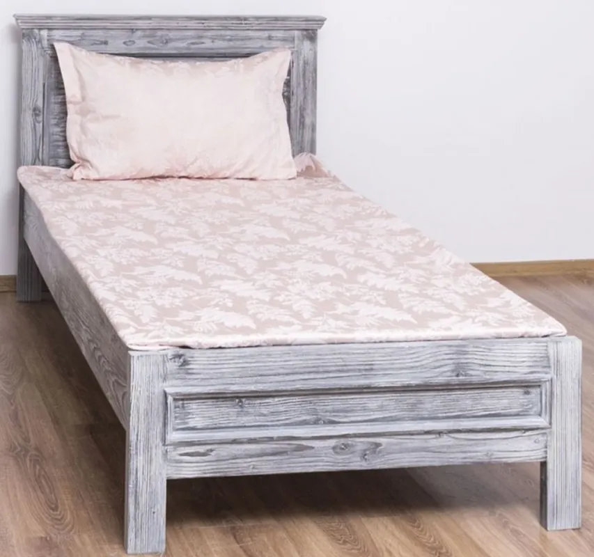 Casa Padrino Landhausstil Massivholz Bett Antik Grau 90 x 200 x H. 93 cm - Massivholz Einzelbett - Landhausstil Schlafzimmer Möbel Geprüft