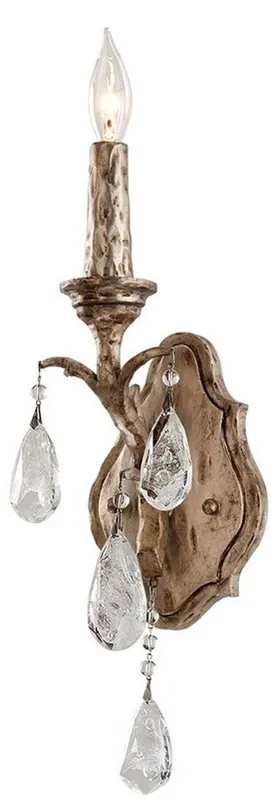 Top-Preis Casa Padrino Luxus Barock Wandleuchte Bronze 12,7 x 10 x H. 41,9 cm - Handgefertigte Schmiedeeisen Wandlampe mit edlen venezianischem Kristallglas Behängen in Tropfenform