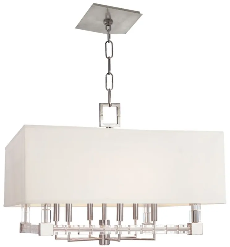 Casa Padrino Designer Kronleuchter Silber / Antik Messing / Weiß 66 x 66 x H. 48 cm - Moderner Luxus Kristallglas Kronleuchter mit Lampenschirm aus Kunstseide Nur Für Kurze Zeit