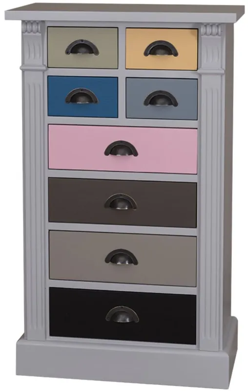 Direkt Vom Hersteller Casa Padrino Landhausstil Massivholz Kommode mit 8 Schubladen Grau / Mehrfarbig 60 x 36 x H. 100 cm - Landhausstil Möbel