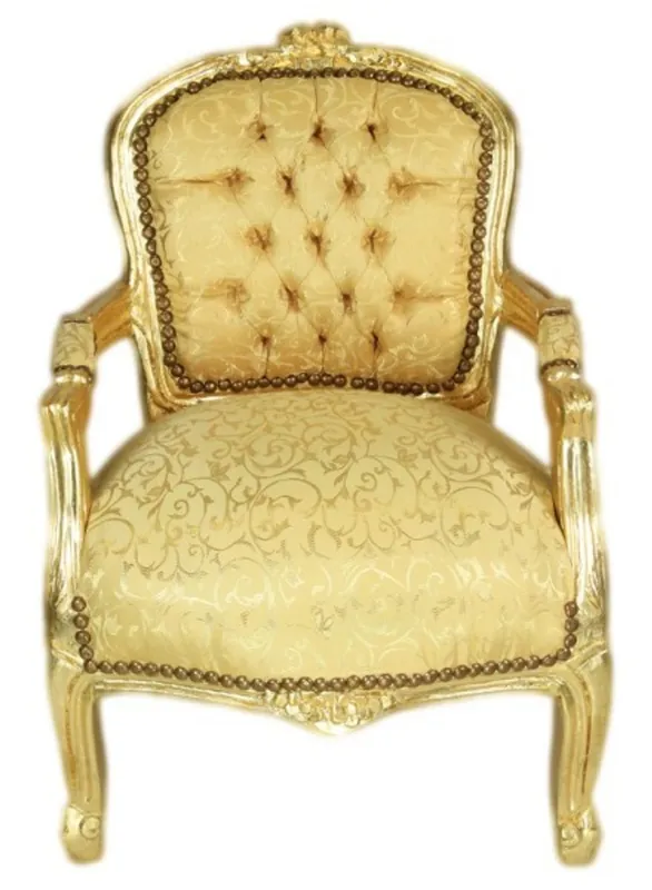 Preisreduziert Casa Padrino Barock Kinder Stuhl Gold Muster /Gold - Armlehnstuhl - Antik Stil Möbel
