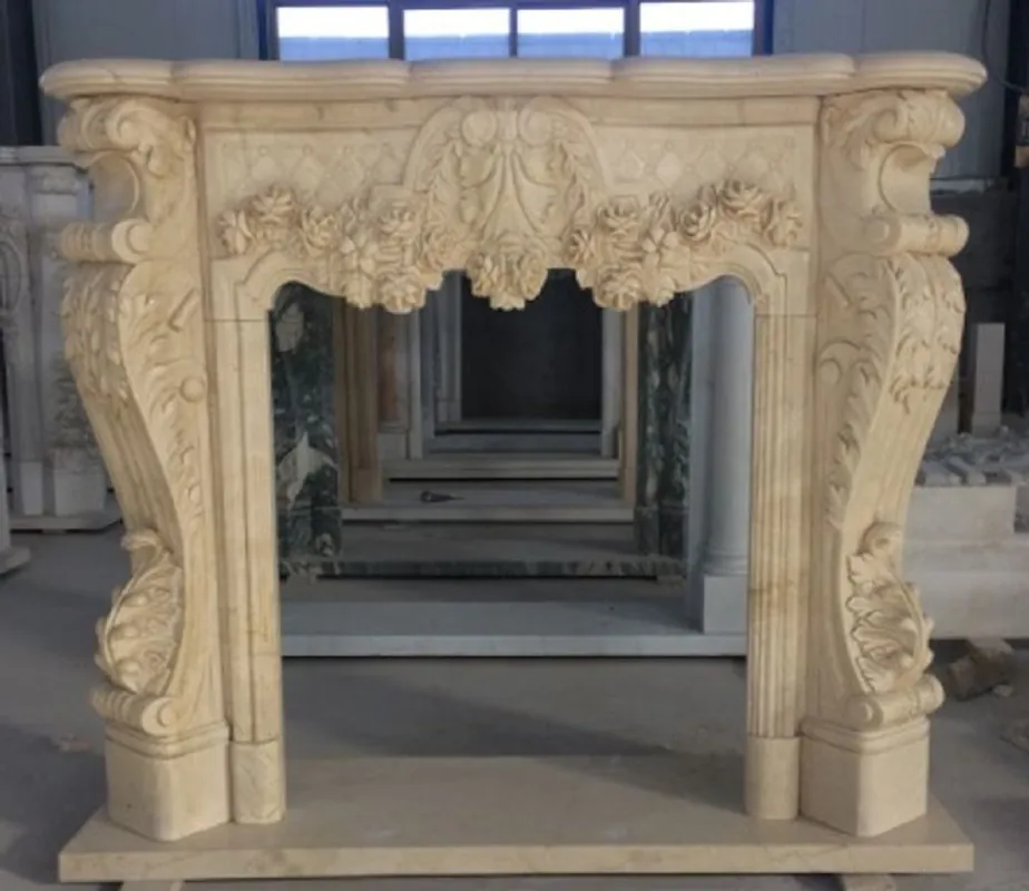 Casa Padrino Luxus Barock Marmor Kaminumrandung Creme 130 x H. 120 cm Aktuell