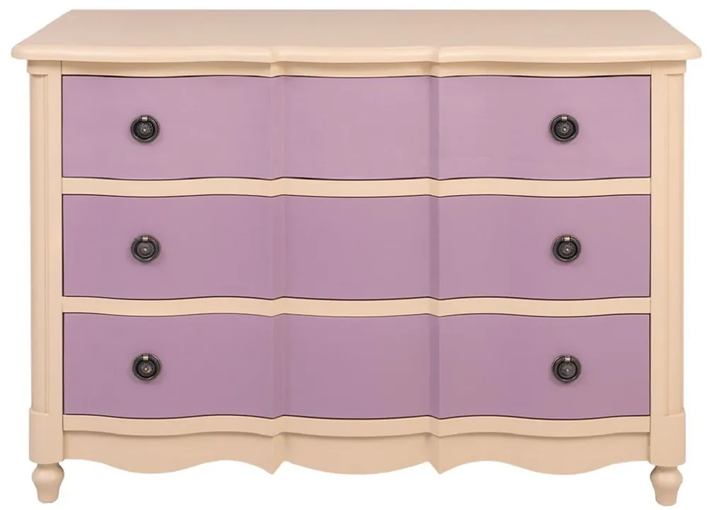 Casa Padrino Landhausstil Kommode mit 3 Schubladen Beige / Lila 130 cm - Landhausstil Möbel Finale Aktion