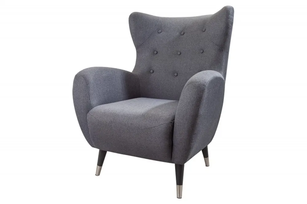 Sale Chesterfield Ohrensessel Grau / Silber / Schwarz von Casa Padrino