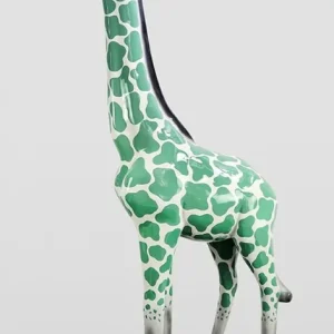 Casa Padrino XXL Deko Skulptur Giraffe Grün / Weiß / Schwarz H. 205 cm - Große Garten Deko Figur Markenware