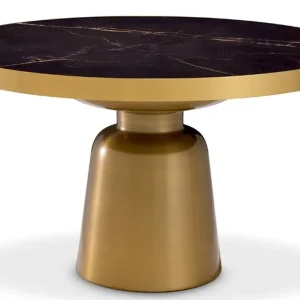 Casa Padrino Luxus Couchtisch schwarz / Antik Messingfarbig Ø 79,5 x H. 47,5 cm - Runder Couchtisch - Luxus Wohnzimmer Möbel Echt