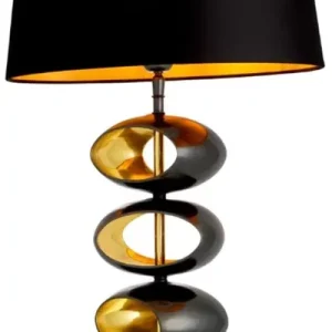 Casa Padrino Luxus Tischleuchte mit Lampenschirm Schwarz / gold Ø 16 x H. 69 cm Neuheit