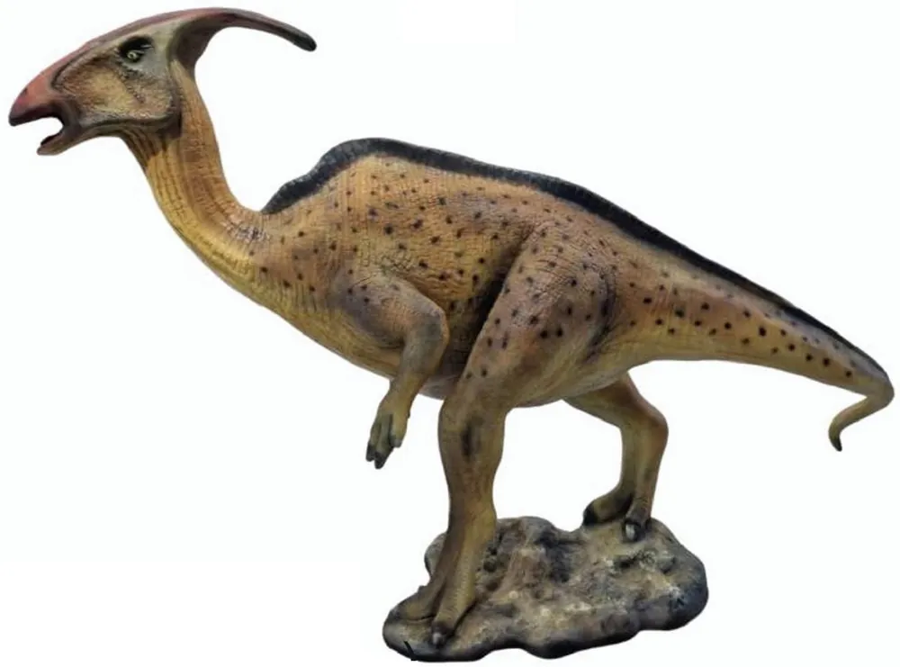 Jetzt Kaufen Casa Padrino XXL Deko Skulptur Dinosaurier Parasaurolophus Braun / Grau 298 cm - Riesige Lebensgroße Garten Figur