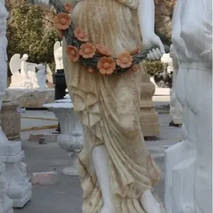 Expressversand Casa Padrino Jugendstil Garten Deko Marmor Skulptur Dame Linke Seite Weiß / Beige H. 190 cm