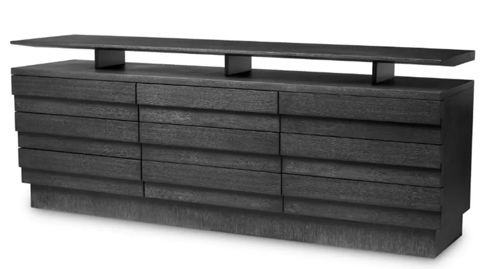 Mega-Angebot Casa Padrino Luxus Sideboard mit 9 Schubladen Mahagoniholz mit Eichenfurnier Anthrazit - Luxus Möbel