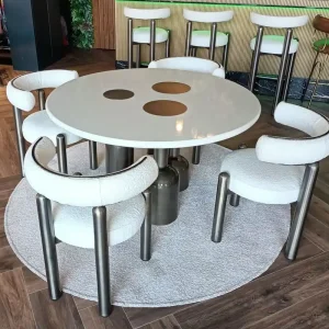 Kracherpreis Casa Padrino Luxus Esszimmer Set Weiß / Grau - Luxus Hotel & Restaurant Möbel