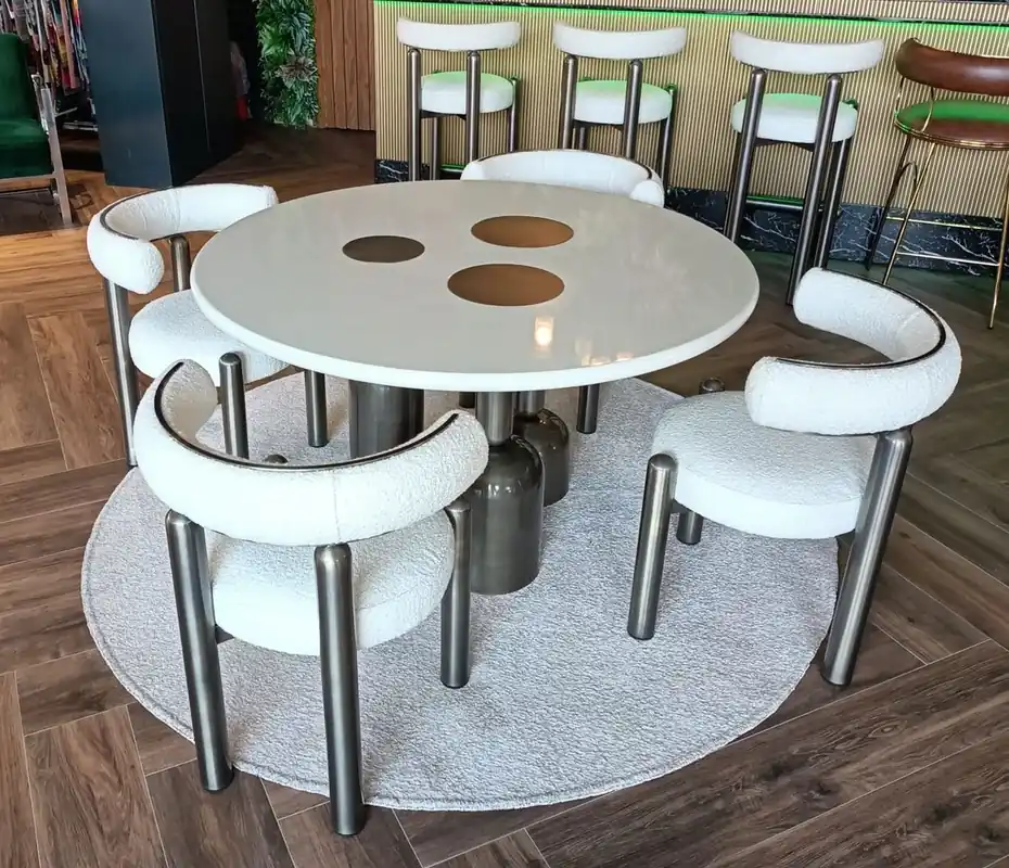 Kracherpreis Casa Padrino Luxus Esszimmer Set Weiß / Grau - Luxus Hotel & Restaurant Möbel
