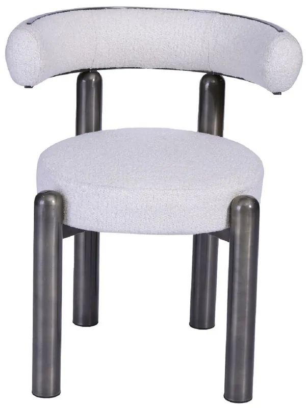 Casa Padrino Luxus Esszimmer Stuhl mit gebogener Rückenlehne Weiß / Grau - Esszimmer Möbel Top-Angebot