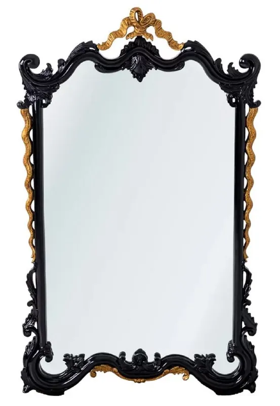 Casa Padrino Luxus Barock Spiegel Schwarz / Antik Gold H. 97 cm - Barockstil Möbel Schneller Versand