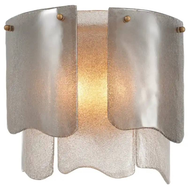 Casa Padrino Luxus Hotel / Restaurant Wandleuchte Antik Messing Finish / Rauchglas - B. 39 cm x T. 24 cm x H. 36 cm Abverkauf