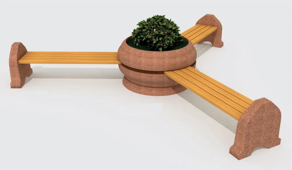 Casa Padrino Parkbank - 3er Stadtbank mit Blumenkübel Naturfarben / Braun Ø 340 cm - Outdoor & Park Möbel Neue Ware