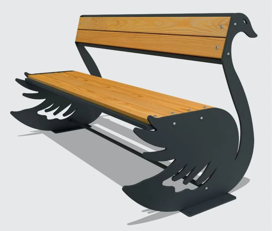 Casa Padrino Parkbank - Stadtbank Schwan Naturfarben / Schwarz 159 cm - Outdoor & Park Möbel Schnäppchen