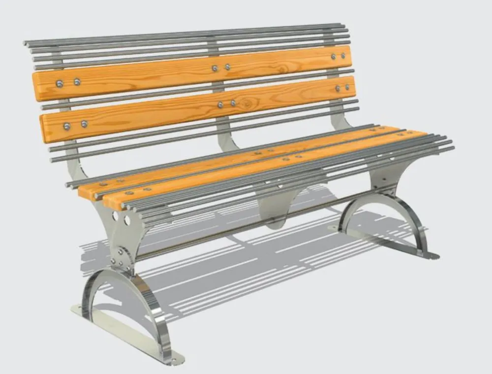 Online Kaufen Casa Padrino Parkbank - Edelstahl Stadtbank Silber / Naturfarben 149 cm - Outdoor & Park Möbel