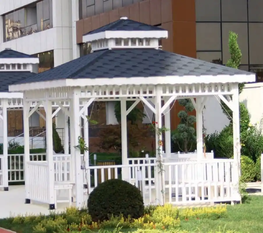 Casa Padrino Pavillon mit Sitzbänken Weiß / Blau 400 x 400 x H. 400 cm - Garten & Park Möbel Aktuell