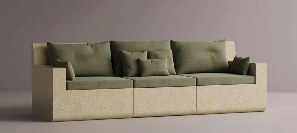 Begrenztes Angebot Casa Padrino Luxus Sofa Grün / Creme 270 cm - Modulares Wetterfestes Beton Sofa