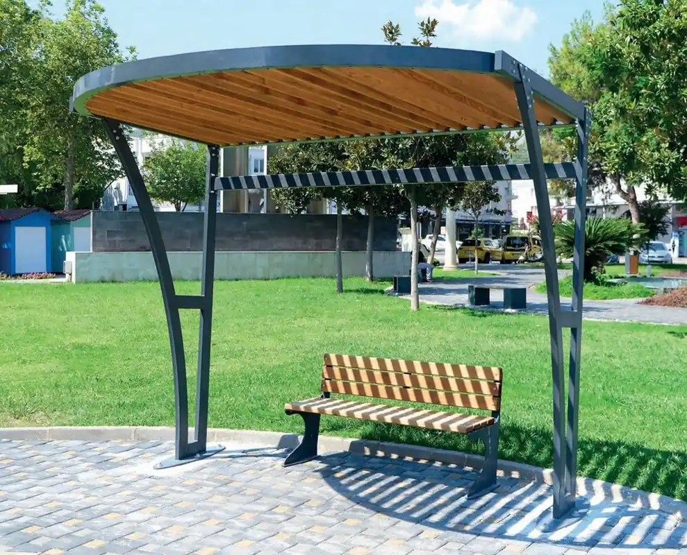 Abverkauf Casa Padrino Pergola Grau / Naturfarben 300 x 220 x H. 265 cm - Park & Stadt Möbel