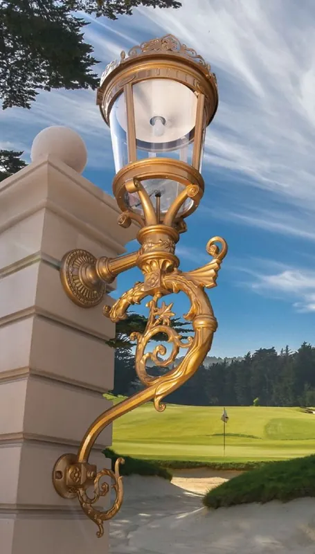 Neue Ware Casa Padrino Barock Außenwandleuchte Gold H. 237 cm - Riesige Garten Außenleuchte