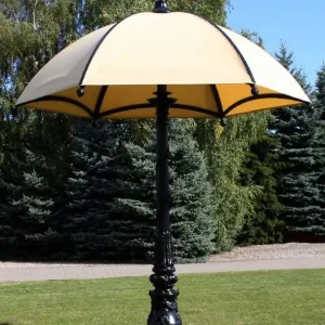 Casa Padrino Barock Garten Deko Sonnenschirm Schwarz / Beige Ø 350 x H. 418,5 cm Direktkauf