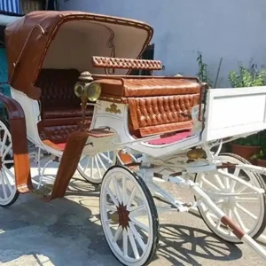 Casa Padrino Barock Pferdekutsche Weiß / Braun - Barockstil Hochzeitzkutsche Neue Ware