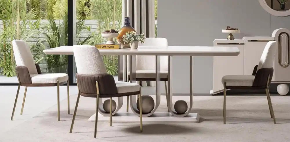 Casa Padrino Luxus Esszimmer Set - 1 Esstisch und 6 Esszimmer Stühle - Esszimmer Möbel Mega-Angebot