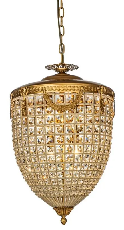 Casa Padrino Barock Kristall Kronleuchter Gold Ø 38 x H. 65 cm - Barock Leuchten Schneller Versand