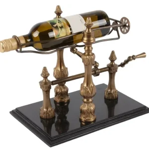 Markenprodukt Casa Padrino Jugendstil Weinständer Gold / Schwarz 40 cm - Weinflaschenständer mit Marmorsockel