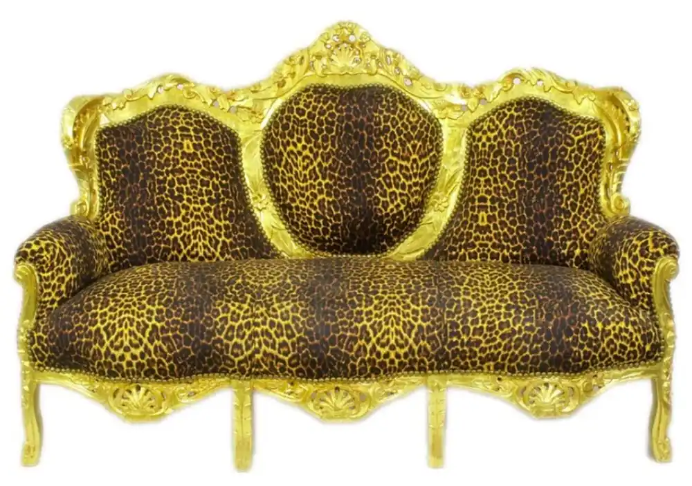 Rabatt Casa Padrino Barock Lounge Sofa King Leopard / Gold - Wohnzimmer 175 cm