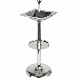 Casa Padrino Stand Aschenbecher Silber 28x25x76cm - Eckiger Aluminium Aschenbecher mit Ständer - Deko Accessoires Neu Im Sortiment
