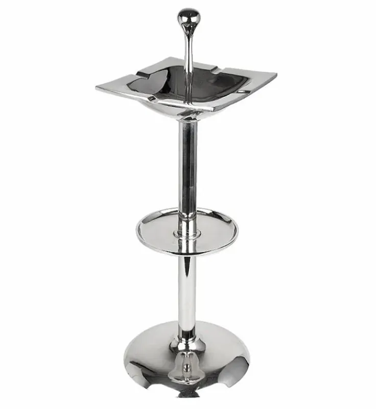 Casa Padrino Stand Aschenbecher Silber 28x25x76cm - Eckiger Aluminium Aschenbecher mit Ständer - Deko Accessoires Neu Im Sortiment