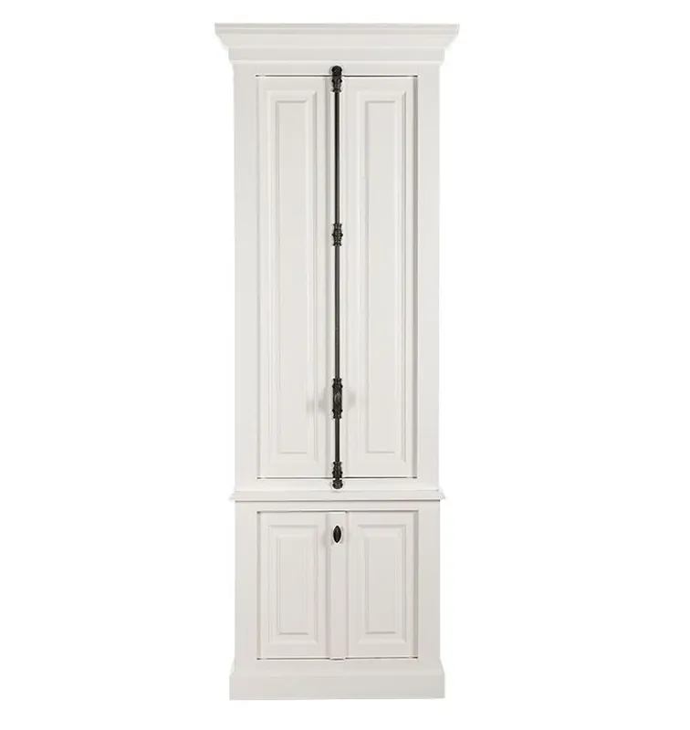 Versand Am Gleichen Tag Casa Padrino Massivholz Schrank Weiß mit großzügigem Stauraum 48 x 88 x 245cm mit 4 Türen