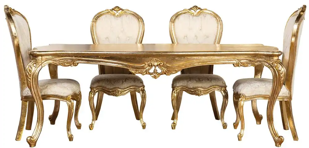 Casa Padrino Luxus Barock Esszimmer Set Gold / Weiß - Barock Esszimmer Möbel Markenprodukt