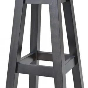 Casa Padrino Landhausstil Barhocker Schwarz / Dunkelbraun H. 80 cm - Gepolsteter Massivholz Barstuhl Schneller Versand