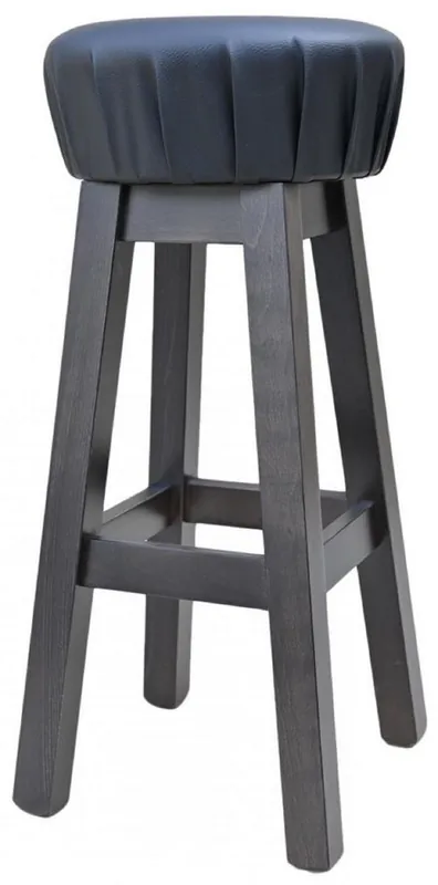 Casa Padrino Landhausstil Barhocker Schwarz / Dunkelbraun H. 80 cm - Gepolsteter Massivholz Barstuhl Schneller Versand