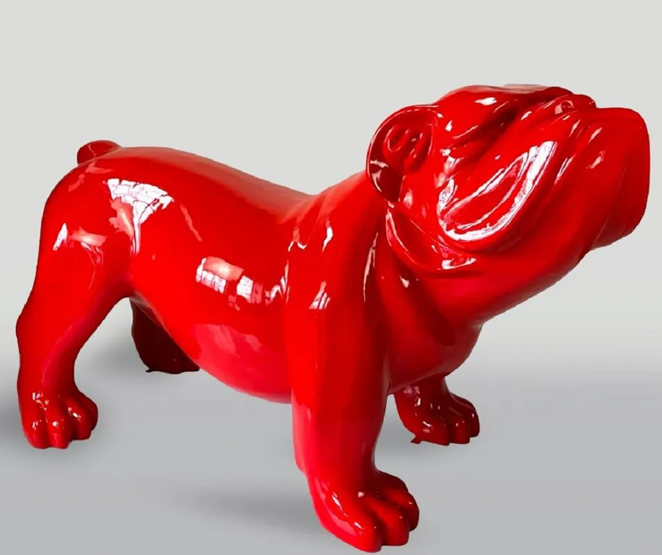Geprüft Casa Padrino XXL Deko Skulptur Hund Bulldogge Rot 226 cm - Riesige Garten Figur
